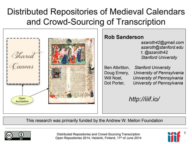 Open Repositories 2014: Crowdsourced Transcription via IIIF