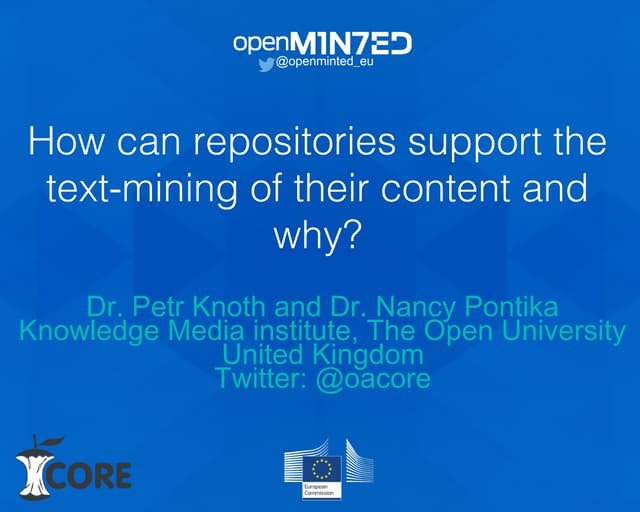 How can repositories support the text mining of their content and why?