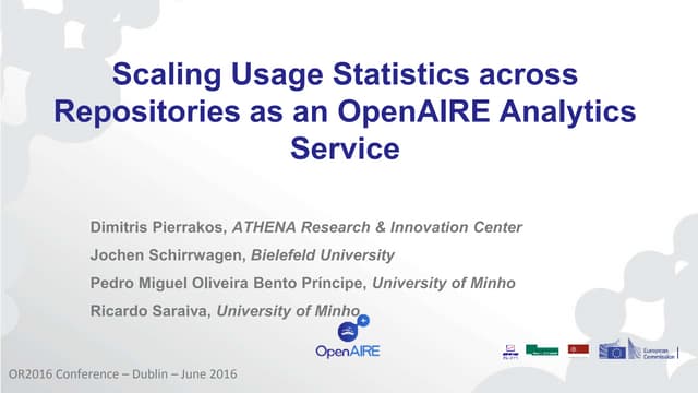 Scaling Usage Statistics across Repositories as an OpenAIRE Analytics Service...