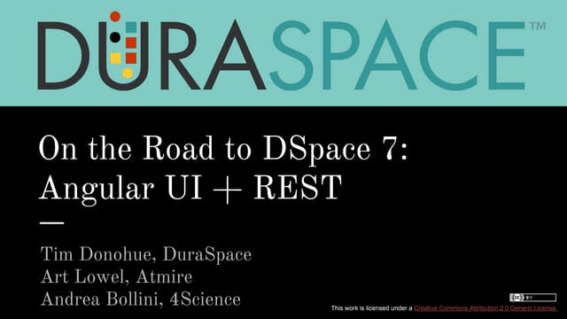 On the Road to DSpace 7: Angular UI + REST