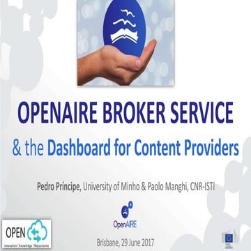 OpenAIRE Broker Service and the Dashboard for Content Providers