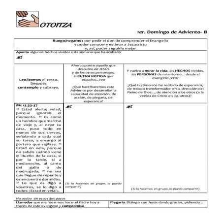 Oración 1º Domingo de Adviento
