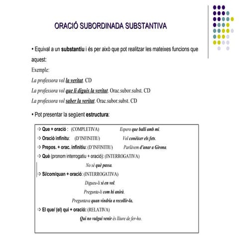 Oració Subordinada Substantiva