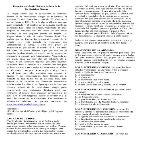 Oraciones de la armada de nuestra señora de la preciocísima sangre