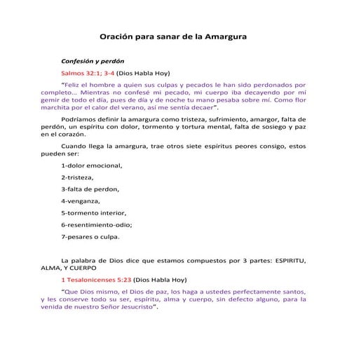 Oración para sanar de la amargura