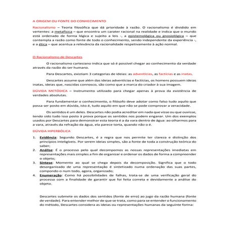 O racionalismo de Descartes