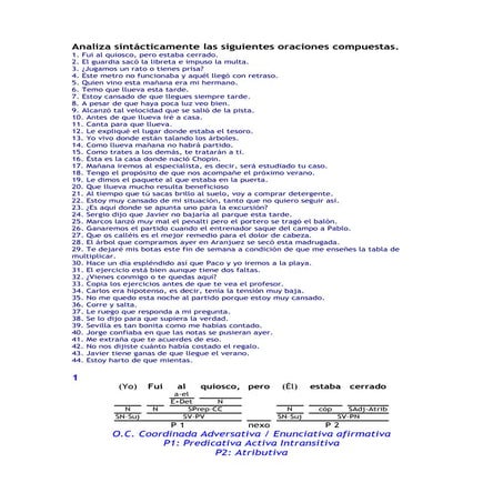 Oraciones compuestas analizadas