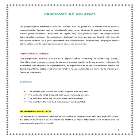 Oraciones de relativo