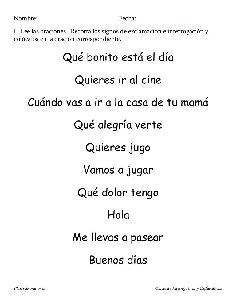 Oraciones exclamativas e interrogativas