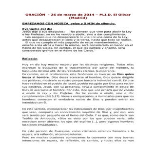 ORACIÓN - Cuaresma (3ª Semana)