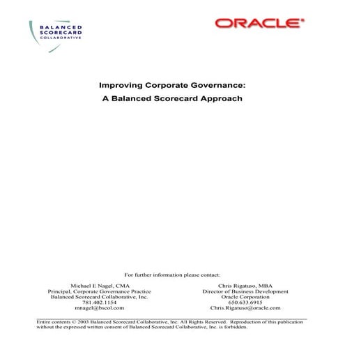Corporate Governance a Balanced Scorecard approach with KPIs between BOD, Exe...