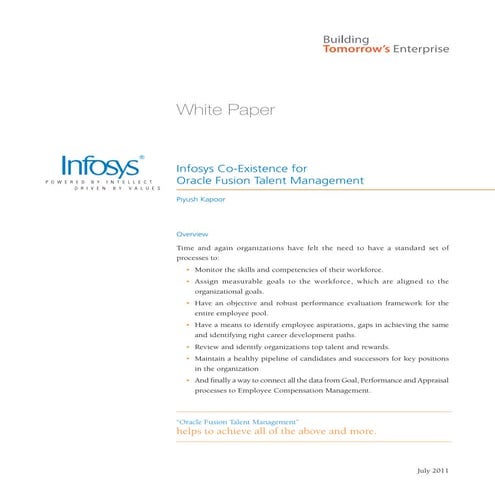 Infosys Co-Existence for Oracle Fusion Talent Management