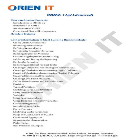 Oracle obiee trainining in hyderabad