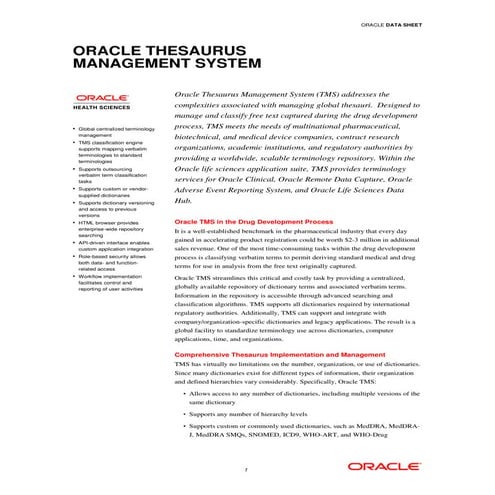 Oracle Thesaurus Management System (TMS)
