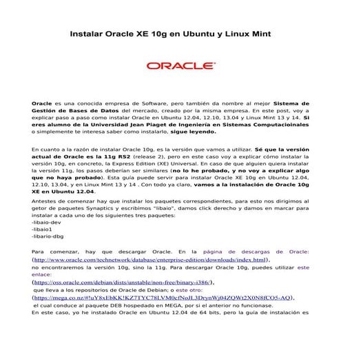 Oracle 10 en ubuntu
