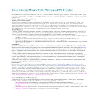 Oracle advanced supply chain planning