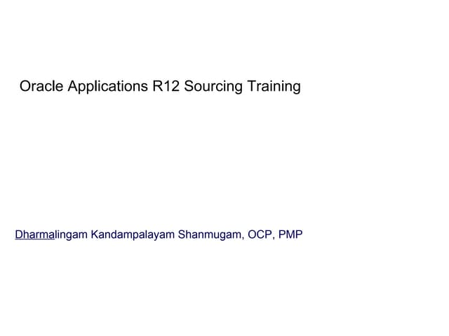 Oracle Applications R12 Sourcing Training