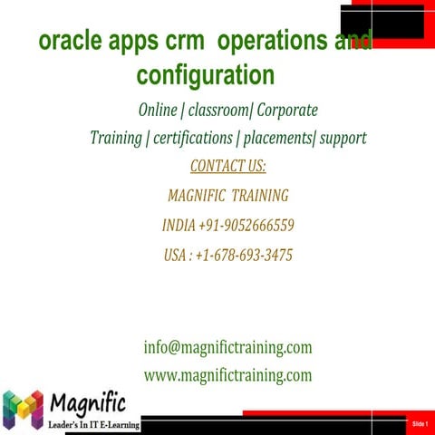 Oracle apps crm  operations and configuration