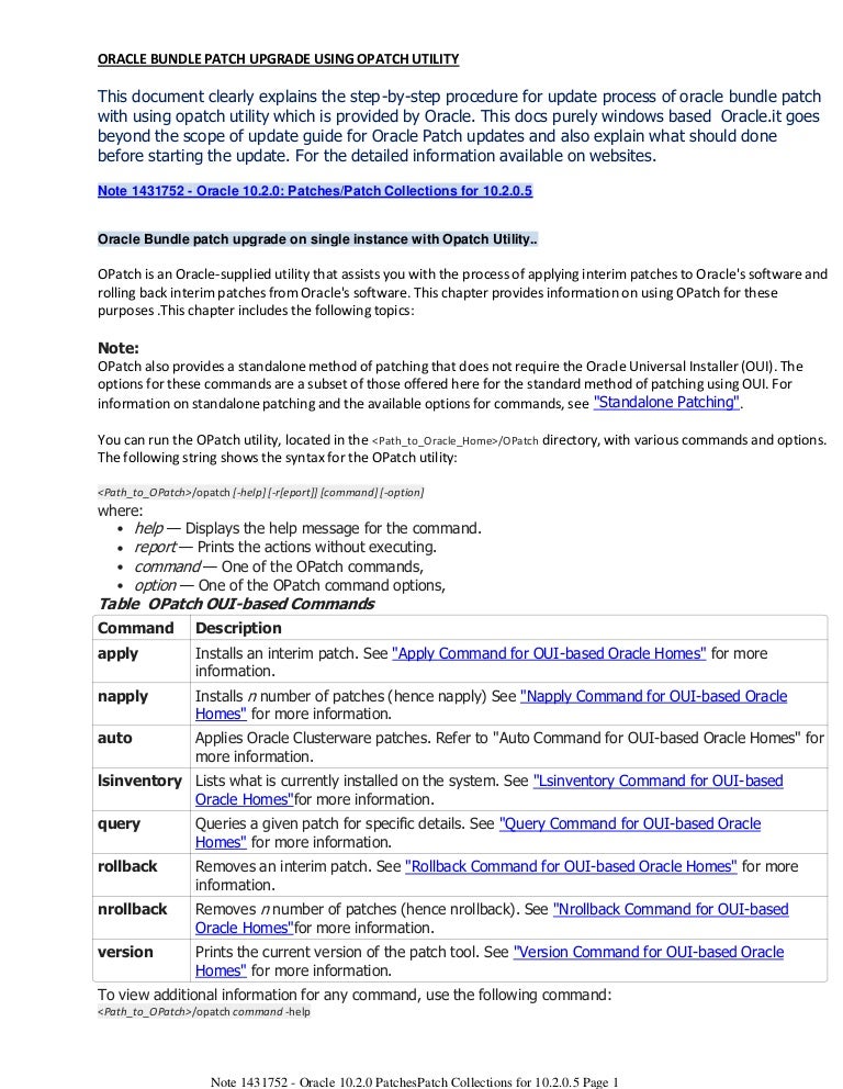 Latest Oracle Opatch