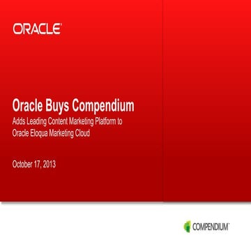 Oracle Buys Compendium: Adds Leading Content Marketing Platform to Oracle Elo...