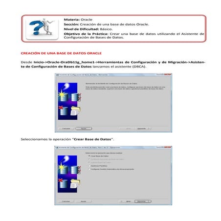 Crear Base de Datos en Oracle
