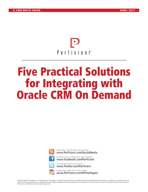 Five Practical Solutions for Integrating with Oracle CRM On Demand