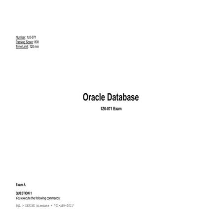 Oracle Database SQL (1Z0‑071) Exam Guide | PDF