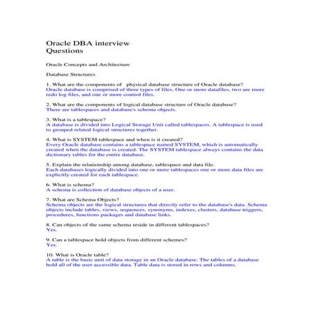 Oracle dba interview | PDF