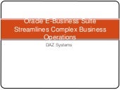 Oracle E-Business Suite Streamlines...