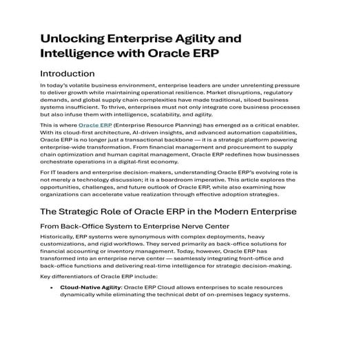 Unlocking Enterprise Agility and Intelligence with Oracle ERP