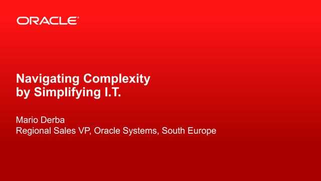 Keynote by Mario Derba at Oracle event in Luxembourg