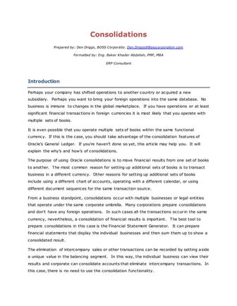 Oracle gl consolidations