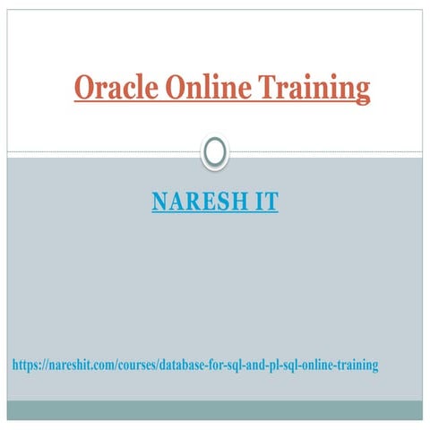 Best Oracle Online Training in Hyderabad.