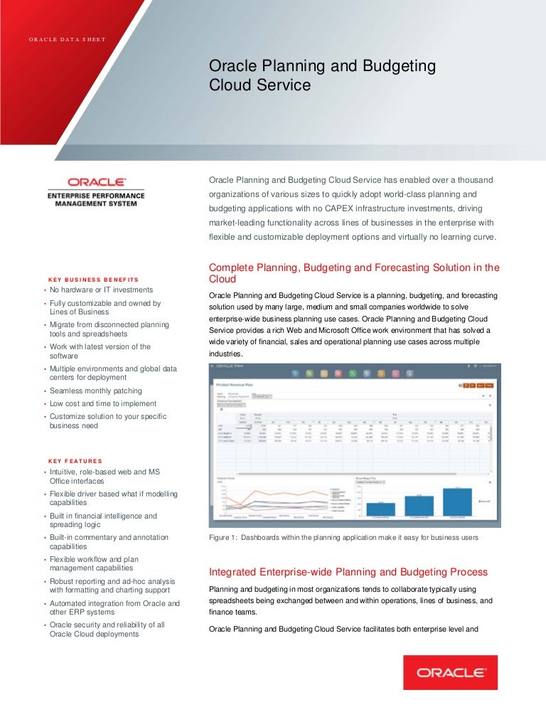 Oracle planning and budgeting data sheet