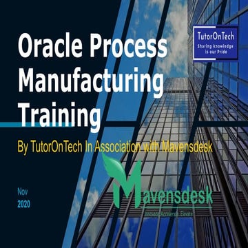 Oracle process manufacturing training