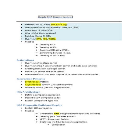 Oracle soa course_content