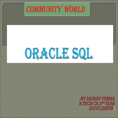 Oracle PL-SQL | PPT | Databases | Computer Software and Applications