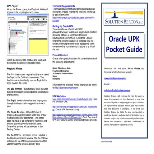 Oracle upk pocketguide