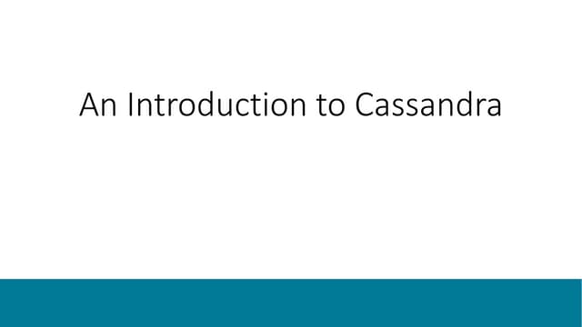 An Introduction to Cassandra - Oracle User Group