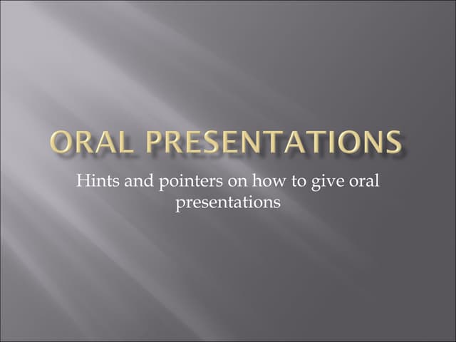 Oral Presentations