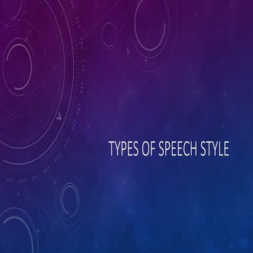 ORAL COMMUNICATION - TYPES OF SPEECH STYLE | PPTX