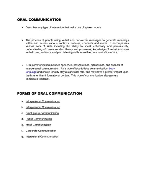 Oral communication