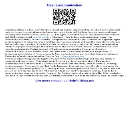 Oral Communication Essay