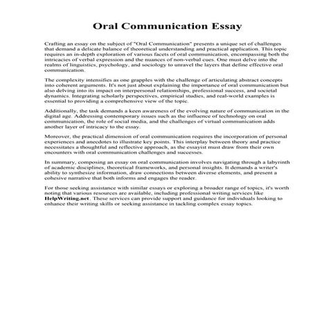 Oral Communication Essay. Bennett College