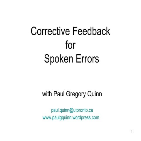 Oral corrective feedback workshop
