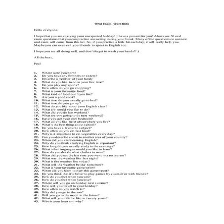 Oral exam questions