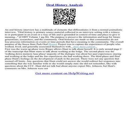 Oral History Essay
