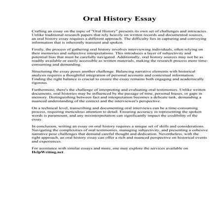 Oral History Essay. Grace School of Theology