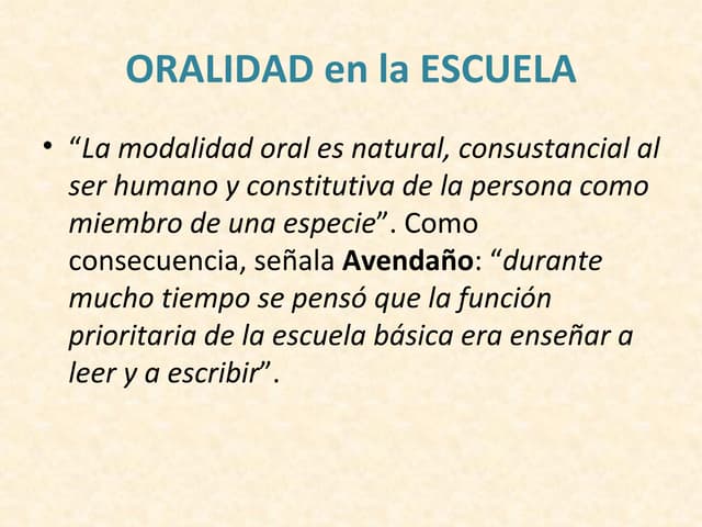 Oralidad en la escuela | PPT