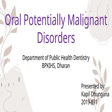 oral potentially malignant disorders opmd